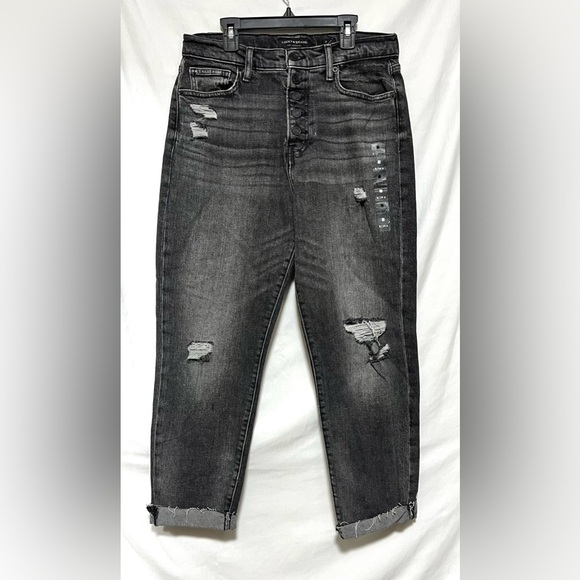 NWT Lucky Brand High Rise Drew Mom Jeans Distressed Casual Denim Cuffed Straight - Picture 7 of 16